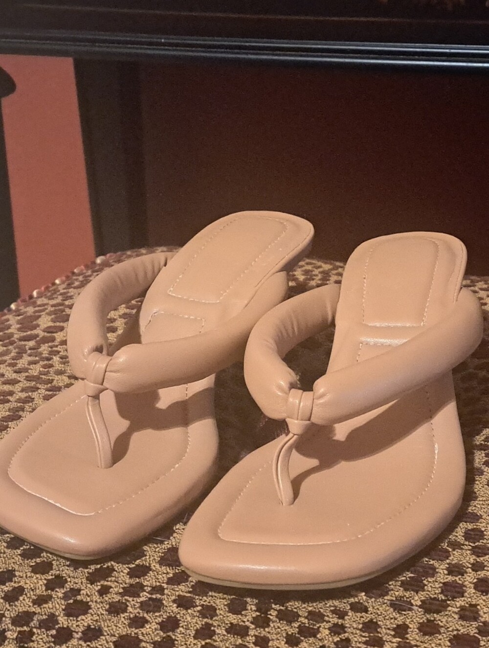 BCBG Padded Thong Sandals in Nude